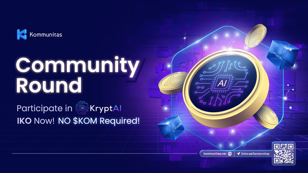 Dear, $KOMmunity

🟢 The Community Round for <a href="/Krypt_Ai/">KryptAI (💙,🧡) launching on Arbitrum</a> is still open! Don't miss this final chance to buy more $KAI tokens before listing!

🔓 Anyone (even if you don't own $KOM tokens) can participate! 

👉 Kommunitas KryptAI Page:
launchpad.kommunitas.net/pool/KAI/Publi…