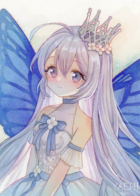 「青翅の妖精」#笑顔の咲く展示会2023#水彩 