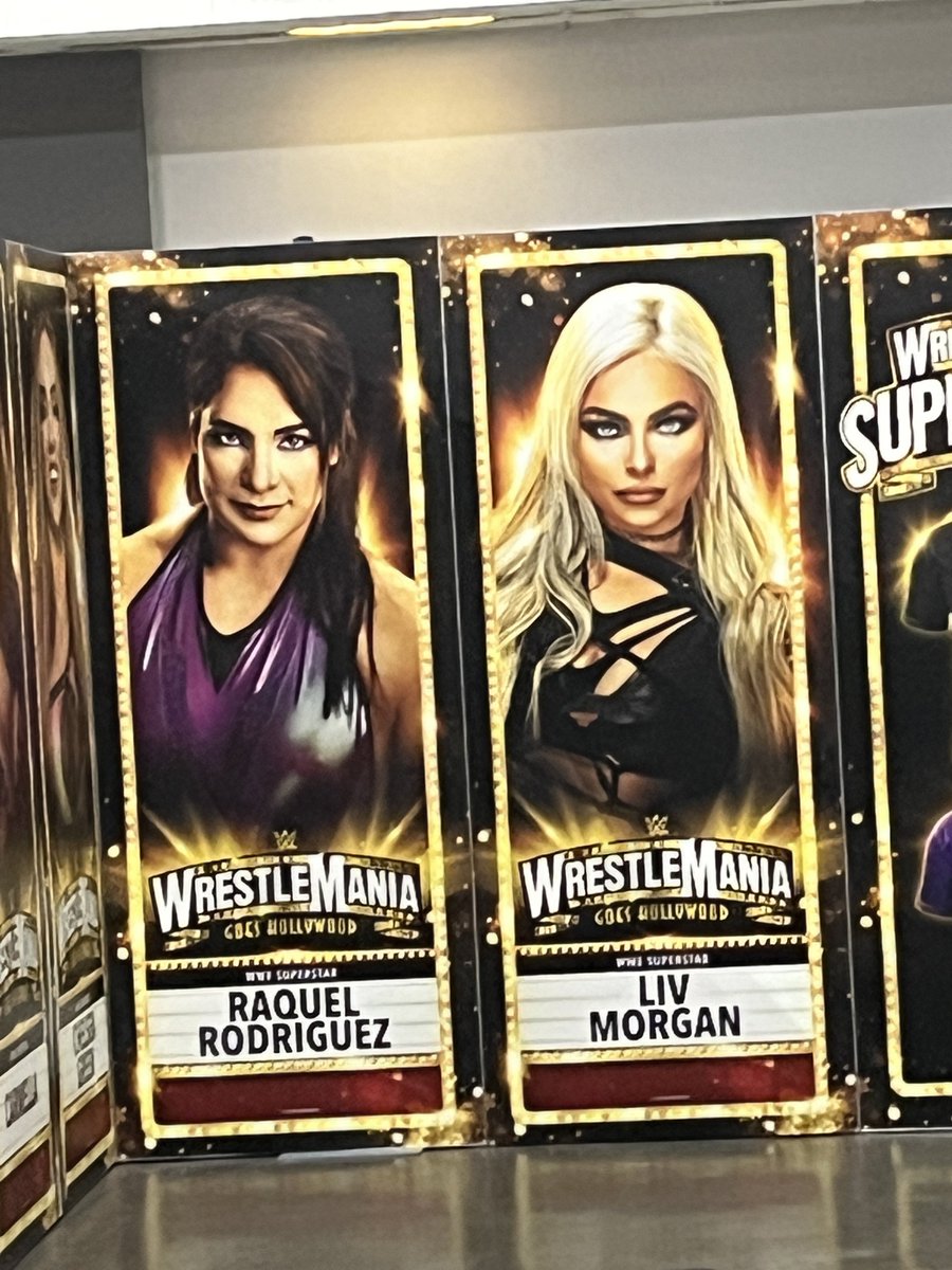 LivForWWE's tweet photo. @YaOnlyLivvOnce and @RaquelWWE at the Wrestlemania 39 Superstore!! https://t.co/7I6FR61nOX