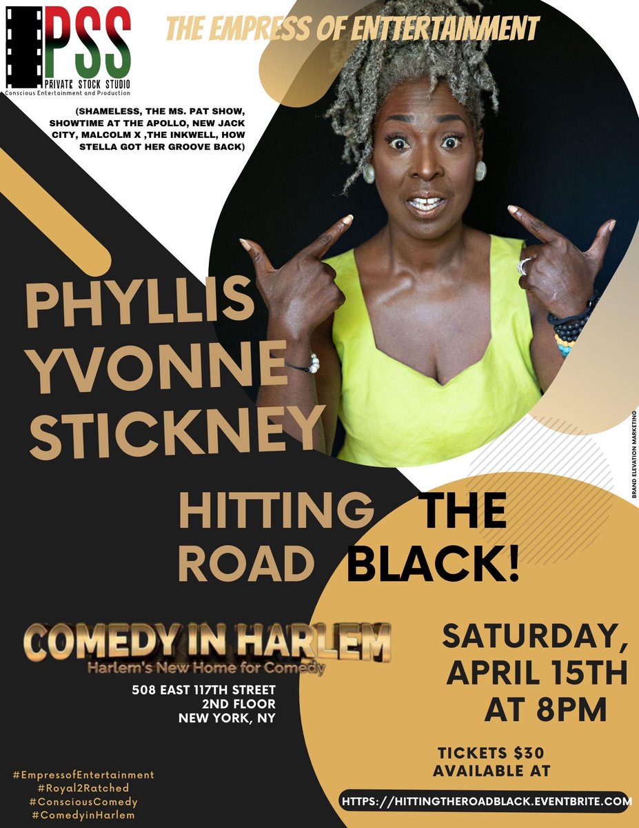 crystalshipnyc's tweet photo. Look who’s back for another night of laughter @PhyllisStickney #ComedyInHarlem 💯🎟️🎭 https://t.co/0CH6n9yfcC