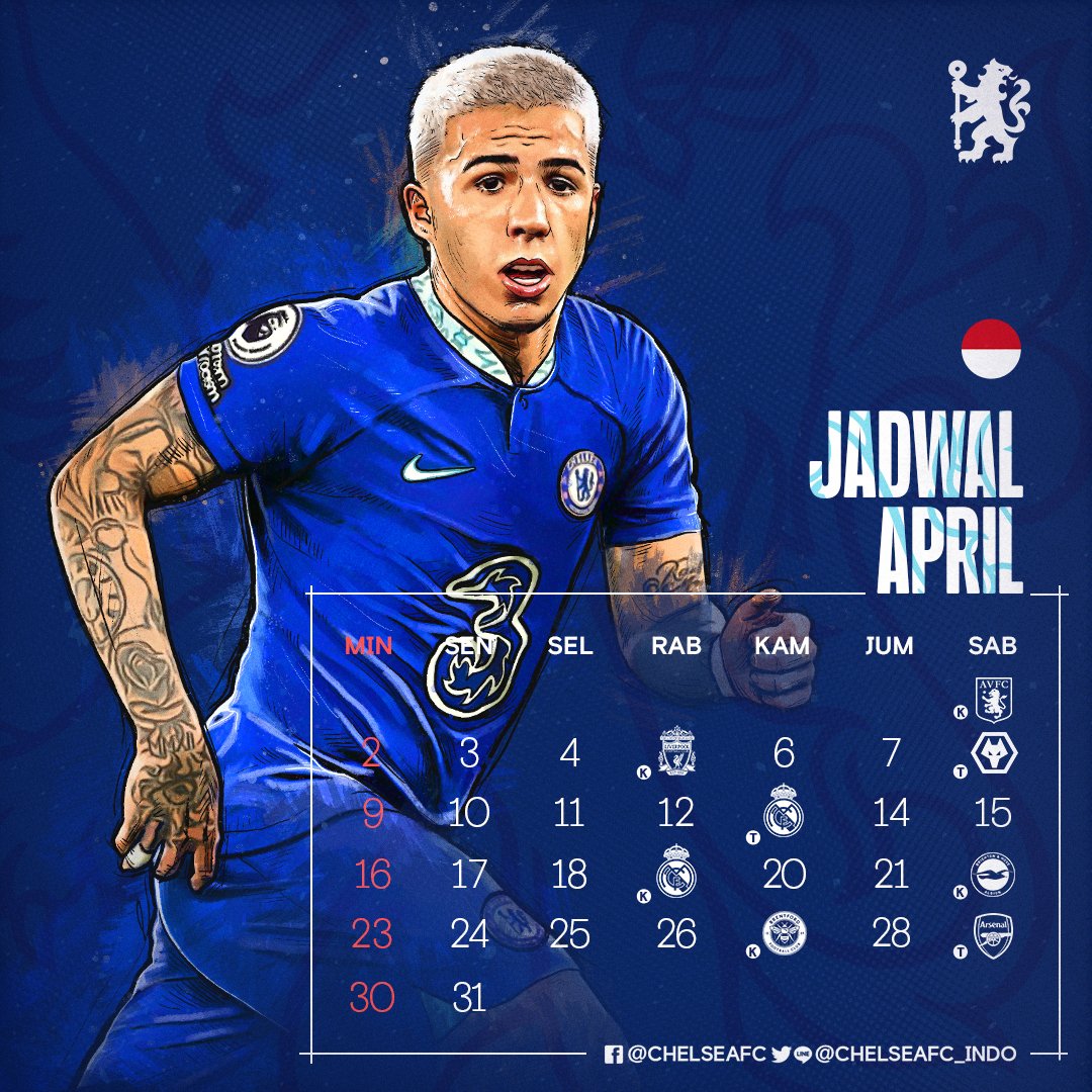 chelseafc_indo's tweet photo. Langkah mantap untuk #JadwalBlues di bulan April. 💪🔥

Begitu padat, banyak laga besar &amp; krusial, mari berharap dan berupaya yang terbaik! ✨

#CFCIndo https://t.co/3ak8wQYPN9