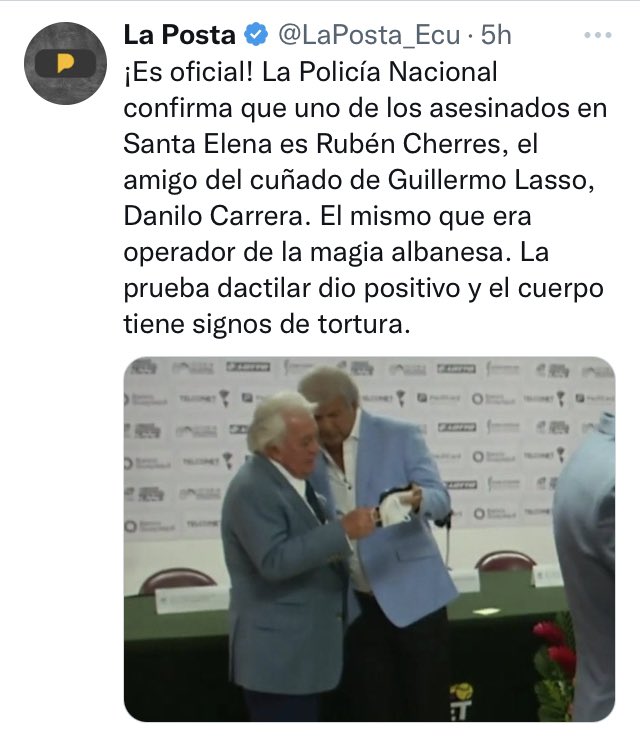 Algo aPesta? Esta medio raro que la <a href="/LaPosta_Ecu/">La Posta</a> y <a href="/DomeVivanco/">Doménica Vivanco</a> quieran posicionar la muerte de Cherrez y relacionarlo directamente con Danilo Carrera haciendo una construcción fotográfica entre el occiso y el cuñado del Presidente. Esta construcción del mensaje es ética? Es por