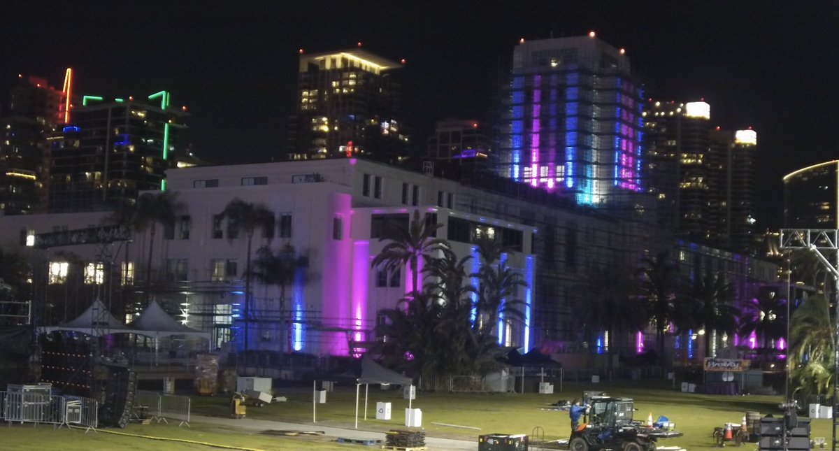 SanDiegoCounty's tweet photo. The County Administration Center is lit tonight in honor of Transgender Day of Visibility https://t.co/bzC5mgNOKD