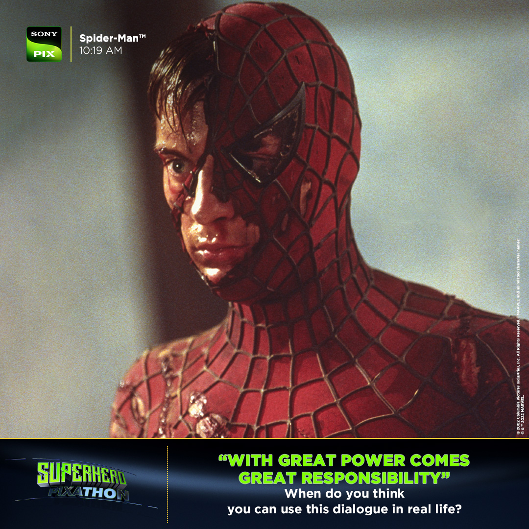 SonyPIX's tweet photo. We’d definitely use them when our juniors would ask us to cover for their mistakes. What about you?
Watch ‘Spiderman’ and ‘Superman Returns’ on PIXathon today from 10 AM onwards only on Sony PIX.
#SonyPIX #StayAmazed #SpiderMan #SupermanReturns #Pixathon #Thrill #Action https://t.co/iox4N0rptl