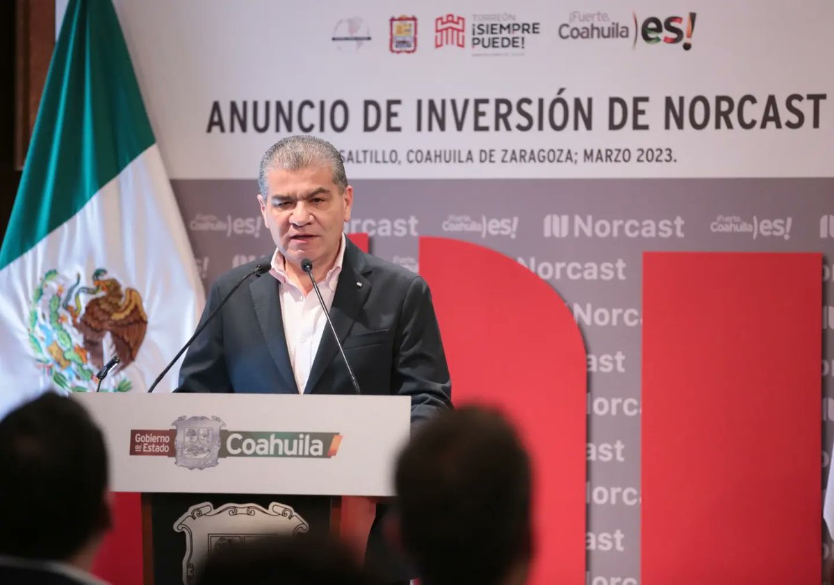 GobDeCoahuila's tweet photo. El gobernador @mrikelme  y el alcalde de #Torreón, @RomanCepeda, anunciaron la llegada de la empresa #Norcast a dicha ciudad de #LaLaguna, la cual invertirá 25 millones de dólares y la generación de 390 empleos. https://t.co/LajFHUOV60