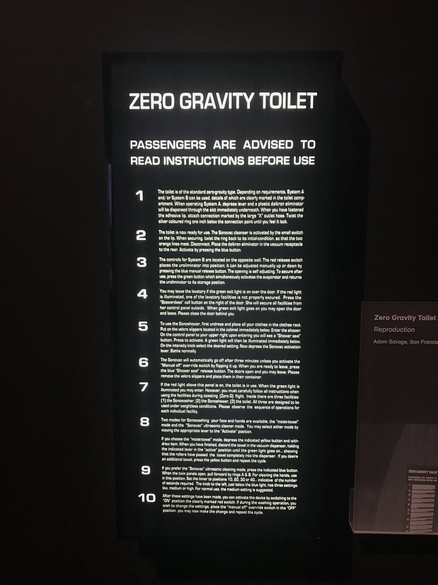 @CinemaSwirl There was a Kubrick exhibition at the Design Museum a few years back - full instructions for Zero Gravity Toilet!