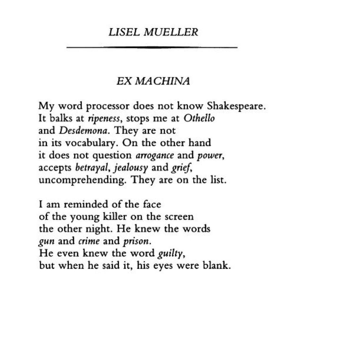 DevakiSeena's tweet photo. 'Ex Machina' #LiselMueller
#poetry #poetrylovers #poetrycommunity https://t.co/qwT1SY7oNF