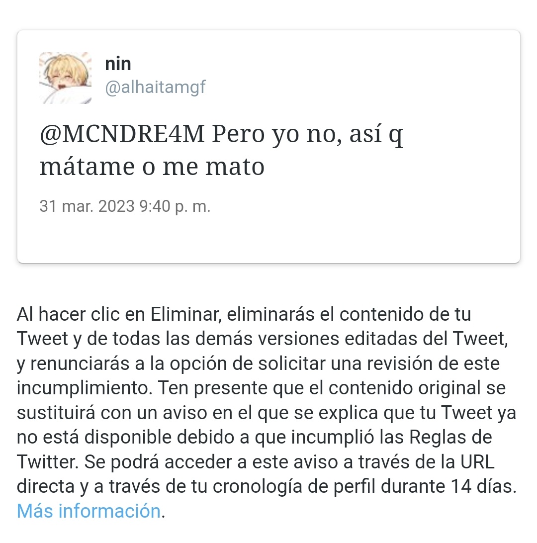 wmstlv3's tweet photo. NO ME LA CONTES DIOS MIO TWITTER HIJO DE PUTA YO QUE TE HICE https://t.co/SxemC24wLP