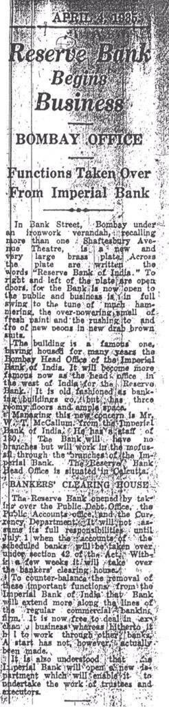 mumbaiheritage's tweet photo. Today in 1935, Reserve Bank of India was established . A News article from RBI Archives about the Bombay office on Bank Street. Interesting read https://t.co/v0cXxkth2C