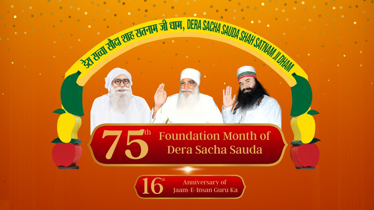 insanshobha's tweet photo. Heartfelt gratitude to Shah Mastana Ji Maharaj for founding the spiritual abode of eternal bliss &amp; confluence of all religions, 'Dera Sacha Sauda'.
Congratulations on the #75thFoundationMonth of DSS &amp; 16th Anniversary Month of Jaam-E-Insan Guru ka. https://t.co/B8WMMa6Ss4
