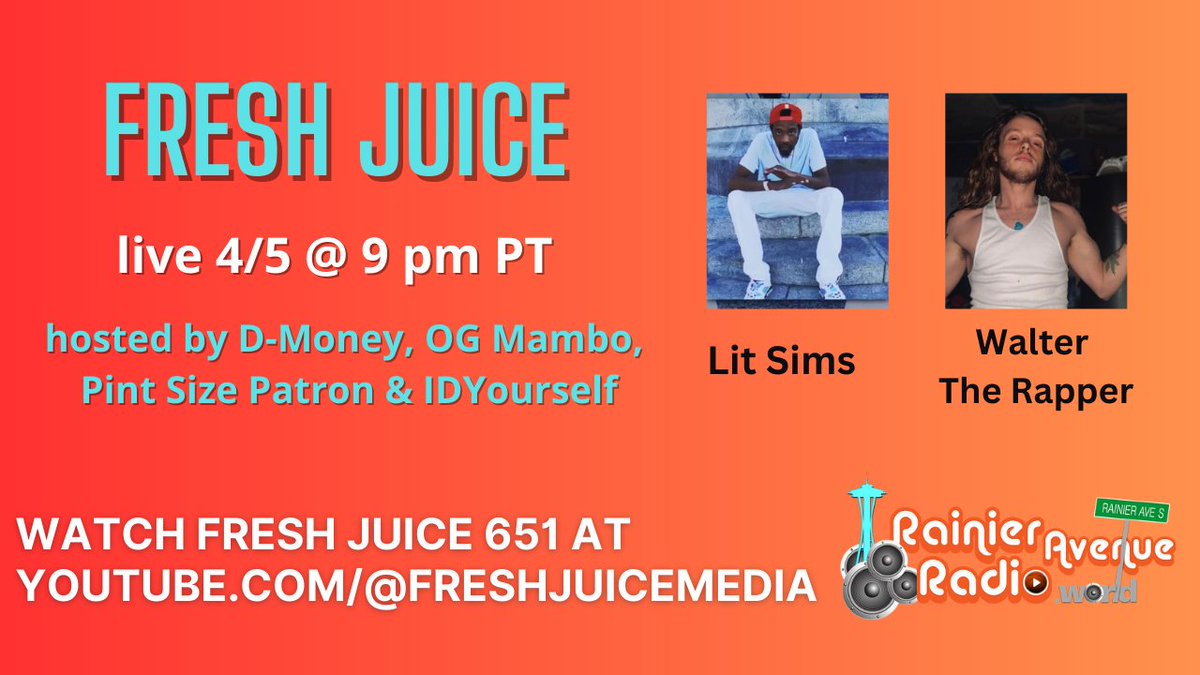 FreshJuiceMedia's tweet photo. 25360 we got you! A couple of Olympia artists @LitRecords360 & Walter The Rapper are joining us for our first show of April on the 5th
Hit the link in bio to watch live!!
#LitSims #WalterTheRapper #FreshJuice #Olympia #HitAfterHit #RipTide #LittyGaming #MrSmokeabunchaweed https://t.co/Vdjrr230ud