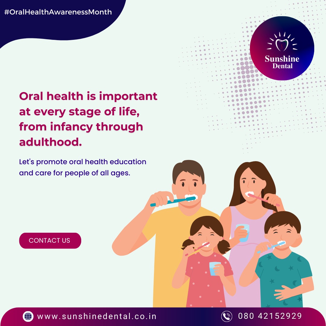 sunshinedental2's tweet image. Maintaining good oral health is important at every stage of life, from infancy through adulthood.

To Know More Visit:sunshinedental.co.in or call @ 080 42152929

#worldoralhealthday #Oralhealthawareness #dentalproblem #dentalhealth #OralHealth #OralHygiene #dentist