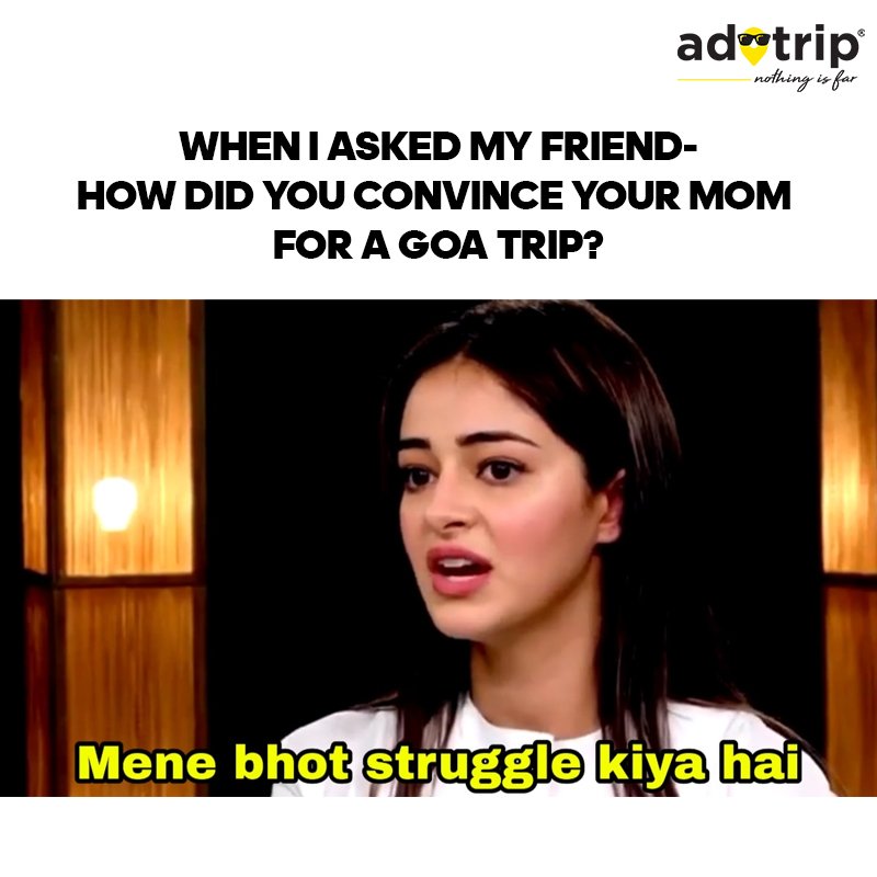 adotripofficial's tweet photo. We all know deep down that we have to convince our parents really, really hard to seek permission for a trip with friends, especially Goa!
.
.
.
#goa #goatrip #goatravel #memes #relatable #humorous #humor #goaplan #goatourism #goatour #funnymemes #funnymoment https://t.co/DMHjNu60lN