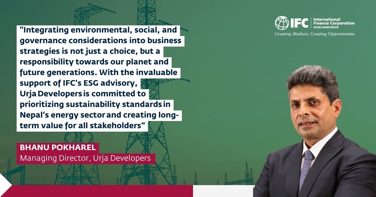 IFC_AsiaPacific's tweet photo. 🌞#UrjaDevelopers sign 2nd agreement with IFC to help them realize &amp; strengthen their environmental and governance structures &amp; practices. The goal is to develop 1 GW of #renewableenergy by 2030- a huge step towards a #CarbonNeutral future!  @EUinNepal https://t.co/9IlU66YsIp
