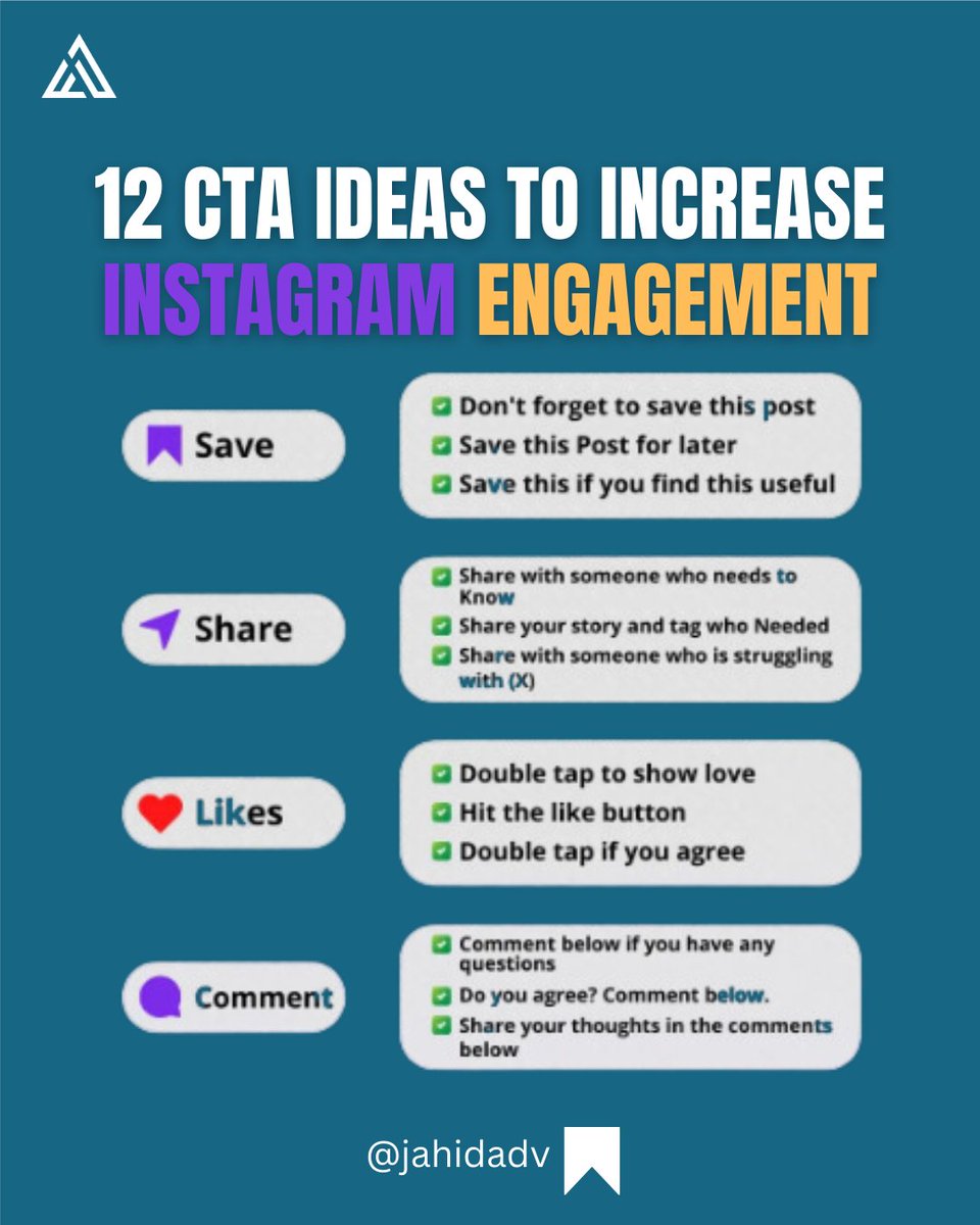 Finding difficultly to come up with a Call to Action for your content ? 🤔🤔🤔📢📢📢
I have got covered 12 amazing Call to Action ideas that can help you -

#cta #socialmedia101 #instagramgrowth #chatGPT #google