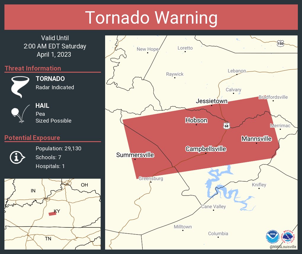 NWS Louisville on Twitter "Tornado Warning including Campbellsville KY
