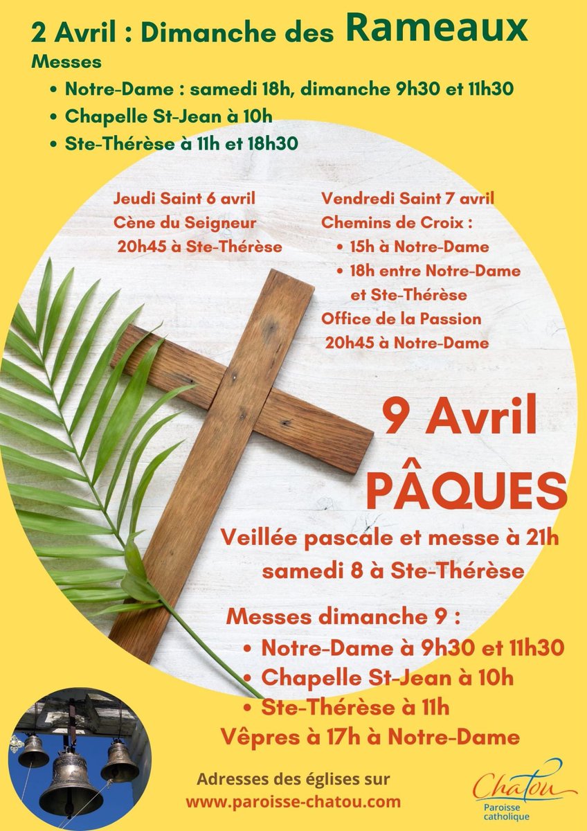 RelaisStLouis's tweet photo. Horaires des #messes et du #chemindecroix à #chatou https://t.co/jhCnxb4itM