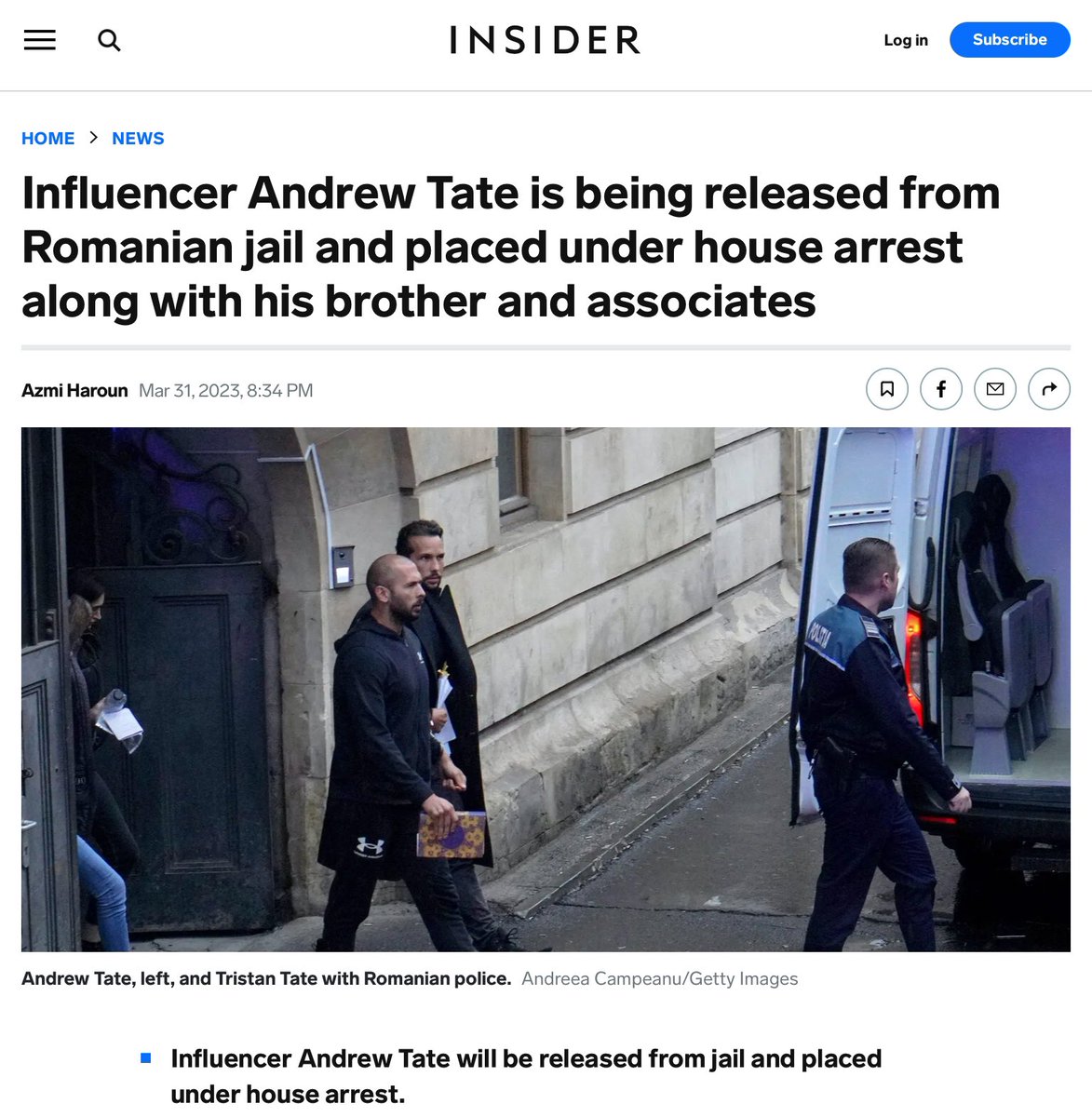 Andrew Tate posts bizarre video after being released from prison
