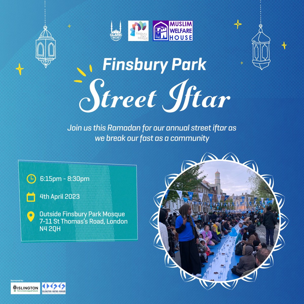 We look forward to seeing you all in our interfaith Street Iftar event this Tuesday 4th April, all are welcome.