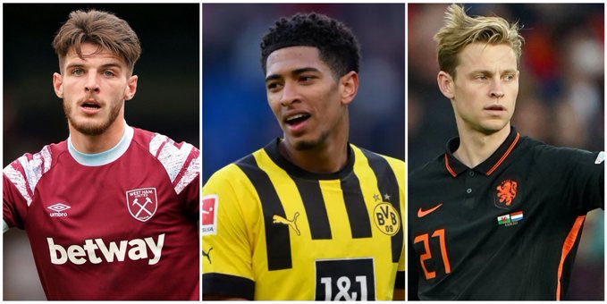 🚨🏴󠁧󠁢󠁥󠁮󠁧󠁿🇳🇱 Manchester United are keen on Declan Rice, Jude Bellingham and Frenkie de Jong. [<a href="/ChrisWheelerDM/">Chris Wheeler</a>] #MUFC