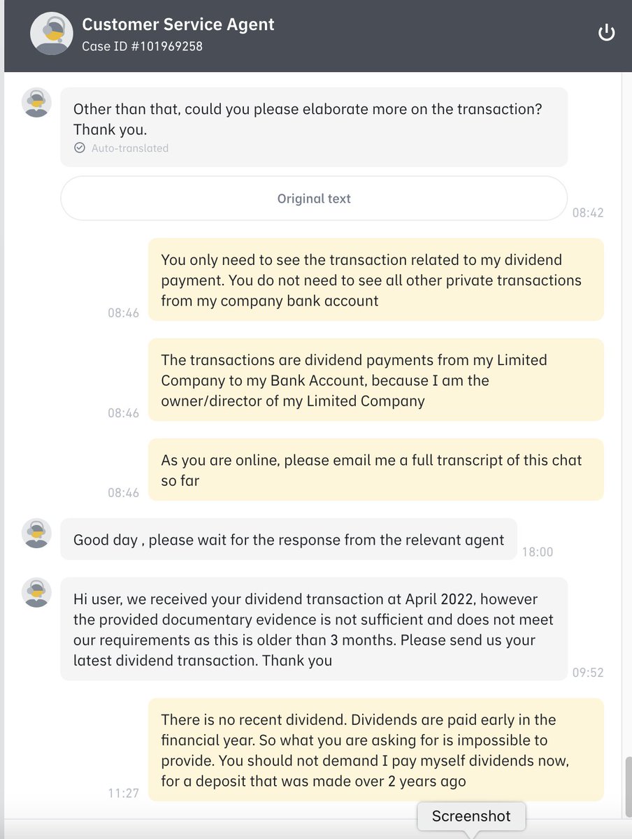 TimbobWilts's tweet image. @binance are now basically telling my my limited company has to pay me dividends, just to pass their source of wealth check. This is borderline fraud. Really wish @TheFCA best of luck pursuing cases of intentional limitations to legitimate funds.
#Binance
#Fraud
#SourceOfWealth