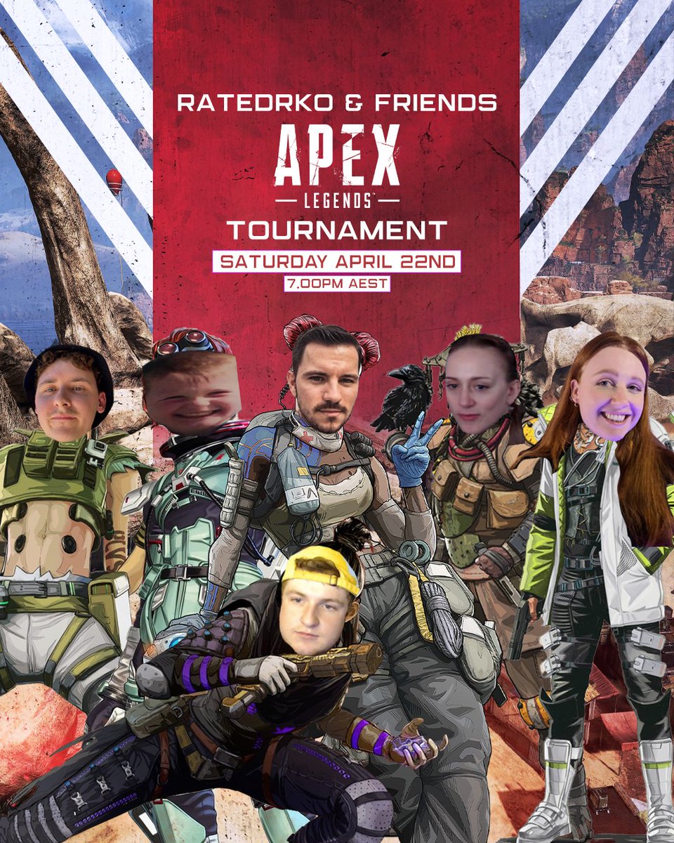 We're back on April 22 for the third edition of the RatedRKO &amp; Friends <a href="/PlayApex/">Apex Legends</a> Tournament! 🏆

- Sydney servers
- 6 games 
- Random teams
- Casted by <a href="/ItsCallius/">ItsCallius</a> 

Register to play in Discord! discord.gg/33CprzrQxd