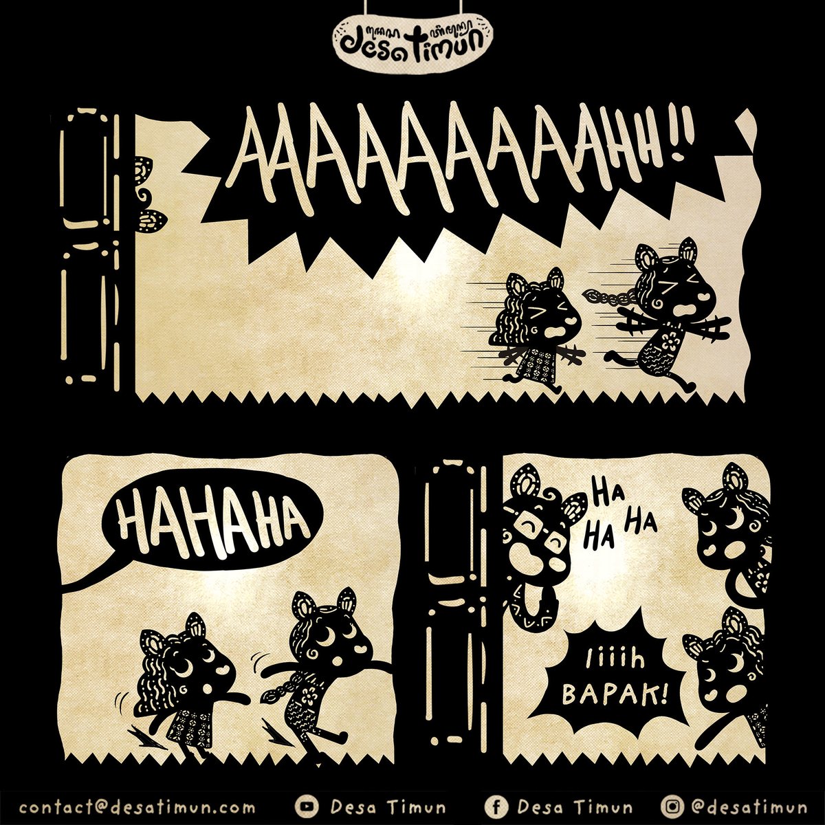 desatimun's tweet photo. #KomikDesaTimun Ep. 06
BAPAAAAK! Bikin panik Cila sama Cili aja, nih! 😖
#desatimun #komikwayang https://t.co/xGevVIk92C
