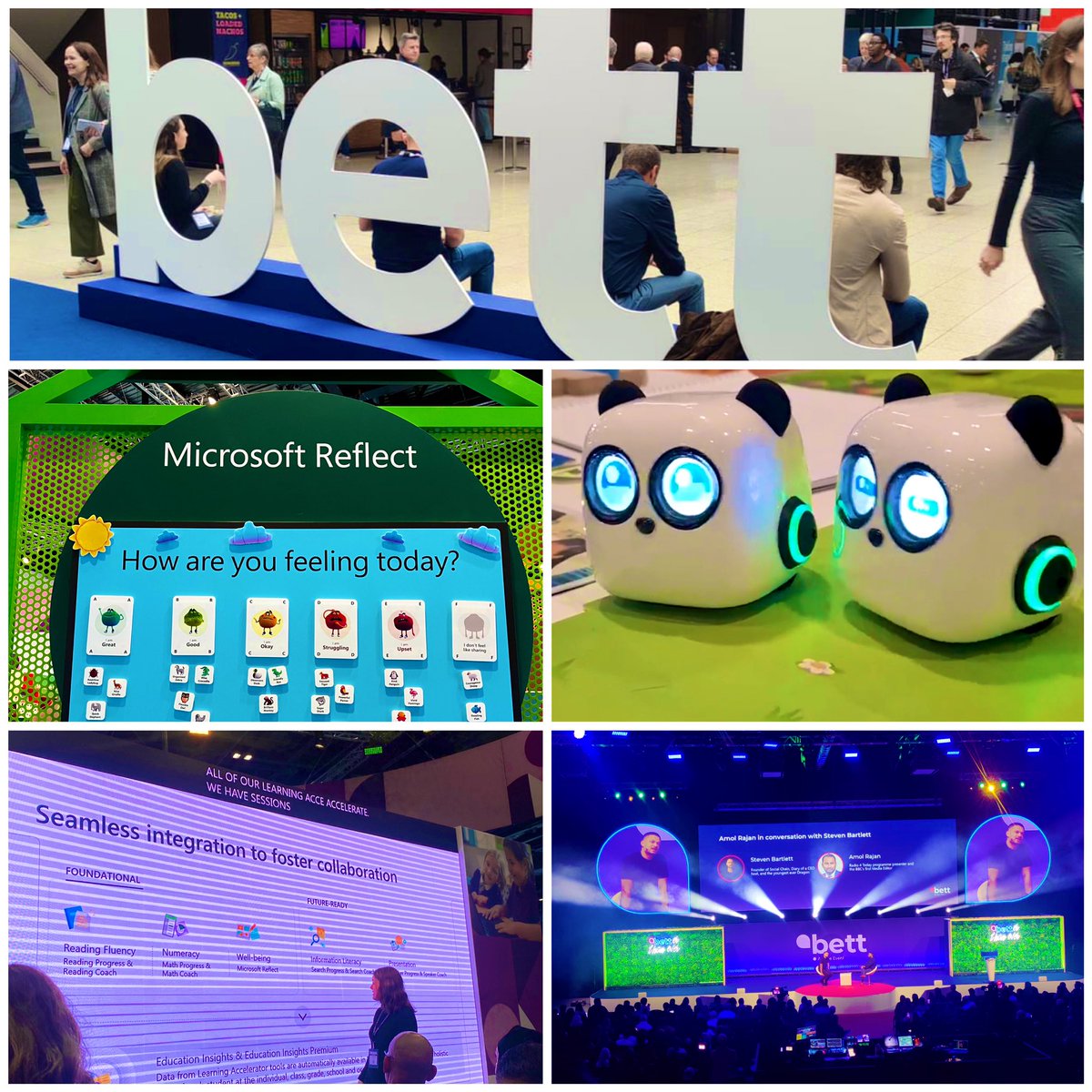 markievicz_'s tweet photo. Snapshot of #Bett2023 Amazing tech pieces on display. Robots. AI everywhere. Inclusive tech. Digital Wellbeing. Inspiring &amp; thought provoking presentations. Esports &amp; F1 sims 🤯 New features for existing tech &amp; new people happy to talk tech all day 😂 Unreal #BestBettEver https://t.co/OpAETEsZgV