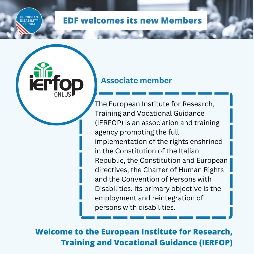 MyEDF's tweet photo. We are happy to welcome 4 new members:
▶️@Ierfoponlus 🇮🇹
▶️ @EDSUnion 🇪🇺
▶️Ålands handikappförbund 🇫🇮
▶️Centre for the Rights of Persons with Disabilities 🇲🇩

#EDFBoard https://t.co/zZQSnx0b9b