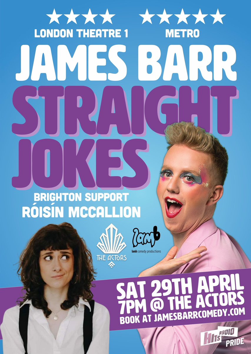 jamesbarrcomedy's tweet photo. So happy to announce my support acts this month 🥰
London 🍻20th April @hannahbycz
Glasgow 🏴22nd April @raebrogan
Manchester 🐝 26th April #ChrisHall
Brighton 🌊29th April #RóisínMcCallion
Book my first ever tour now at https://t.co/HJyobI2jAT 💕 https://t.co/qeMswmE6l9