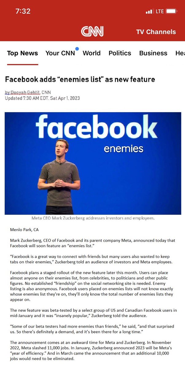 SeanKenniff's tweet photo. @elonmusk 
Yassssssss! Sharing this far and wide. About time.

#enemieslist #AprilFools #facebook https://t.co/lXLPEwDCcH