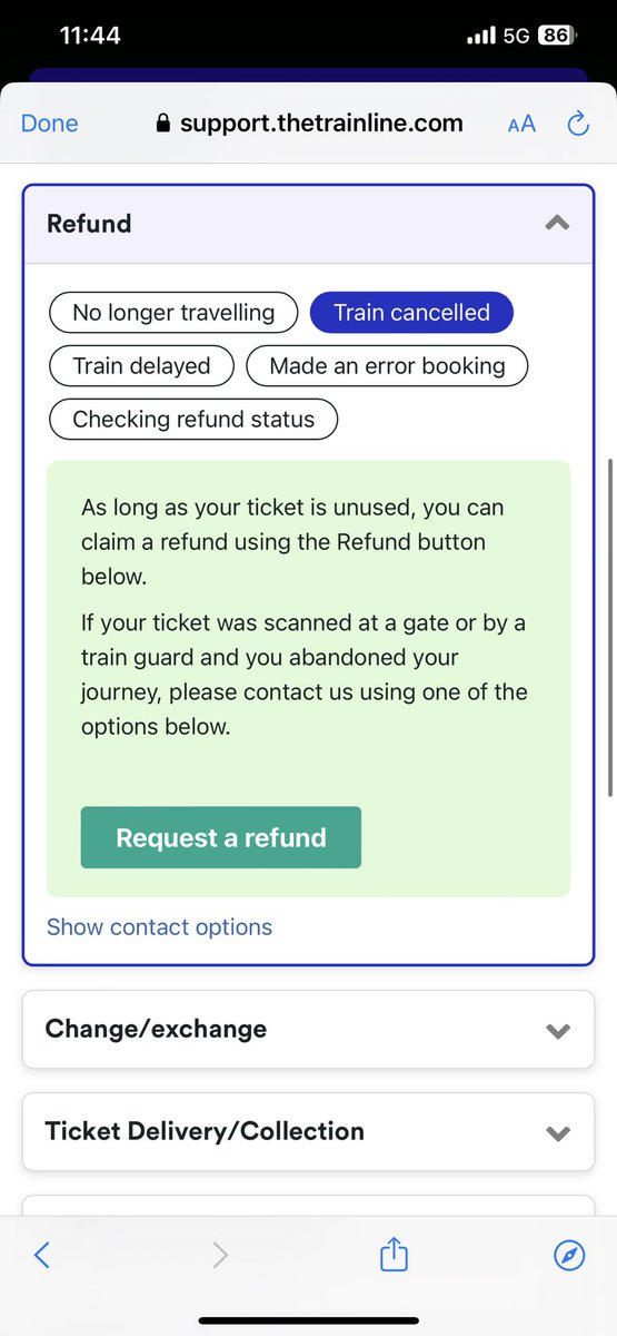 WasabiNoPineap1's tweet photo. @thetrainline my train was cancelled this morning and I can’t get a refund?
This wasn’t my fault and I am being told I am ineligible for a refund for a service that was cancelled?? https://t.co/kpOFsgi83p