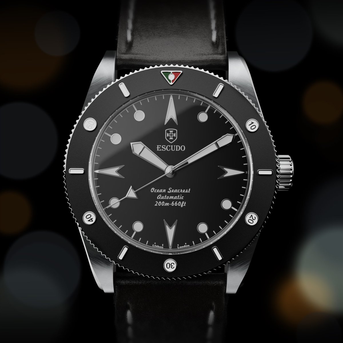 EscudoWatches's tweet photo. Our Ocean Seacrest Preto carries itself with a bold presence that finishes through its design into its mechanical movements. With its 38hr power reserve and Escudo Calibre 1488 Swiss movement, performance is not only striking but influential.

#EscudoWatches #luxury #dive #watch https://t.co/E07Uvxx49L