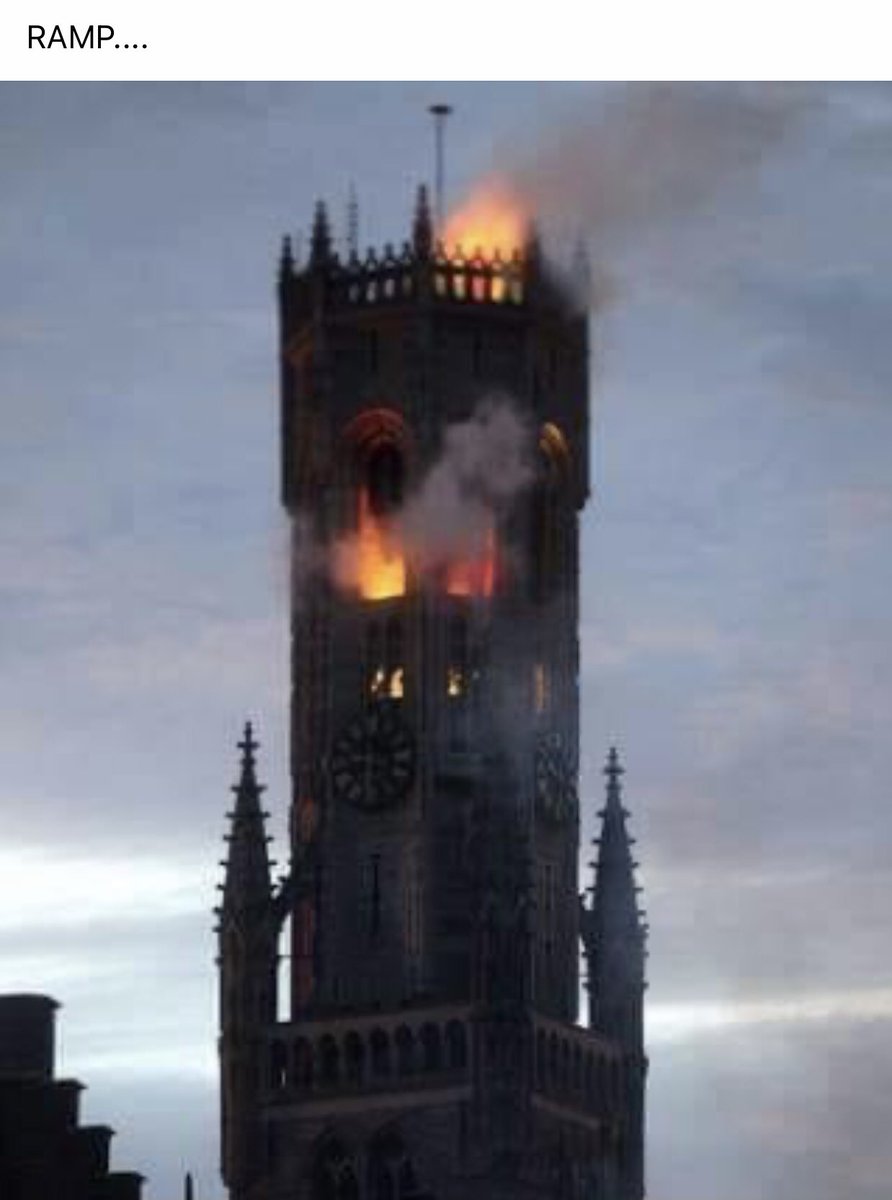 GeorgiaVercruys's tweet photo. Er loopt een #1april grap rond in #Brugge de meeste Bruggelingen besefte dat een grap was.Maar er waren er niet die niet mee waren, en die er niet goed van waren. Onze trots in Brand. #Halletoren https://t.co/dTojYlq6rW