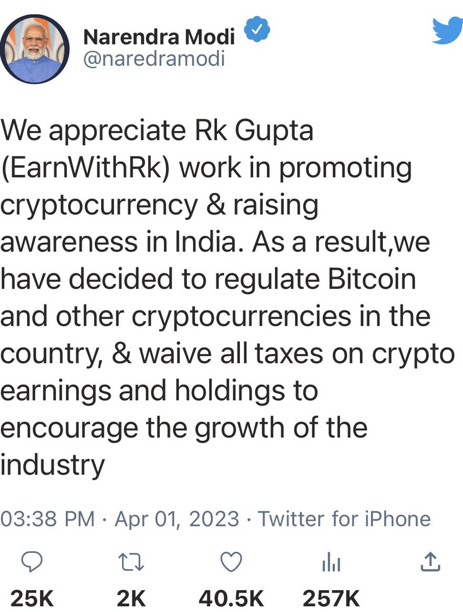 earnwithrk's tweet photo. Big day for Indian crypto community as dreams come true! 🎉🚀
#Bitcoin #crypto https://t.co/8bziTgoVUY