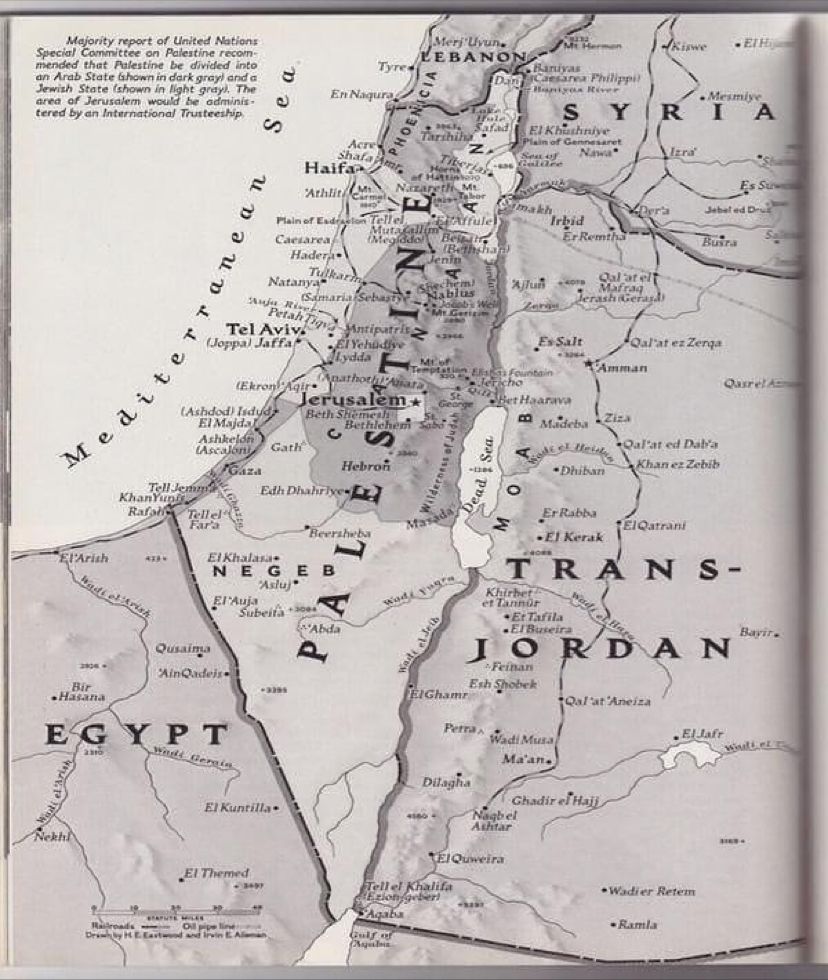 freemonotheist's tweet photo. Map of Palestine is from a 1947 issue of National Geographic. https://t.co/Dt8Ku5eN1S