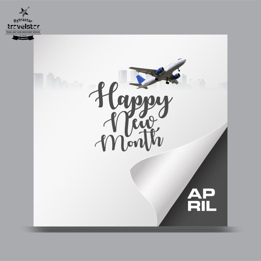 flytrastar's tweet photo. Happy New Month from Travelstar As we soar into April we're excited to provide you with safe and comfortable travels to your dream destinations. 
Book your flights today and let us take you there!
 
 #HappyNewMonth 
#TravelWithUs 
#FlyWithUs https://t.co/nFdr21xFAl