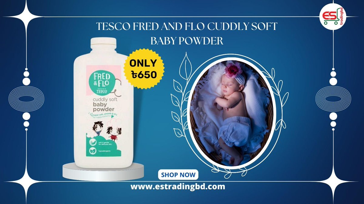 EsTradingBD's tweet photo. Tesco Fred and Flo Cuddly  আপনার শিশুর সূক্ষ্ম ত্বককে খুব নরম, মসৃণ এবং শুষ্ক বোধ করতে সাহায্য করে। 

অনলাইনে অর্ডার করতে ক্লিক করুন নিচের লিংক এ -
https://t.co/q6azzJqSJf

#babypowder #Baby_Powder #babycare https://t.co/JeqxO53N2f