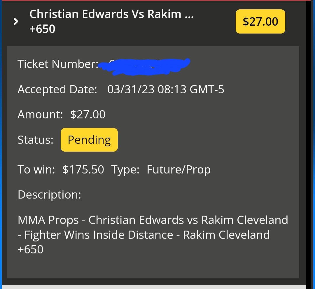 TexasMMA07's tweet image. +8.05u from posted plays for #bellator293, +9.5u after adding Rakim ITD for 1.75u profit and losing 0.3u on Jeffrey sub.

I only dropped 1 pick the whole week, and then posted my full slate right before the card started, apologies for that.  

#PFL1 plays dropping soon.