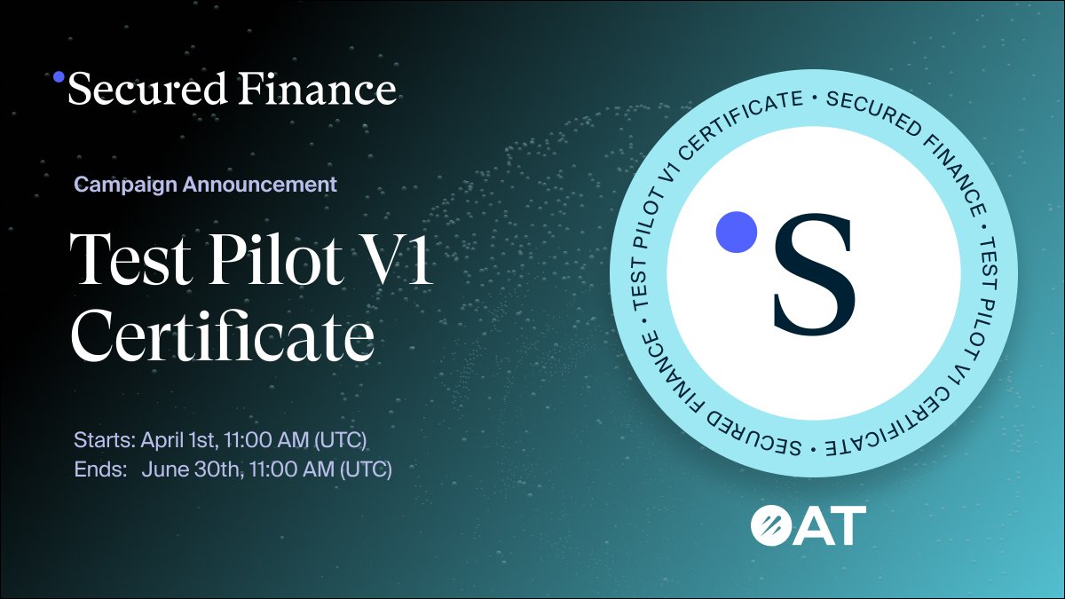 Ready to take off at V1 speed as a Test Pilot? 🚀

Experience lending &amp; borrowing on Secured Finance's testnet, complete tasks, and earn your certificate! 📖

Check out this link for more details! ✨
galxe.com/securedfi/camp…

#DeFi #Web3 #GalxeOAT