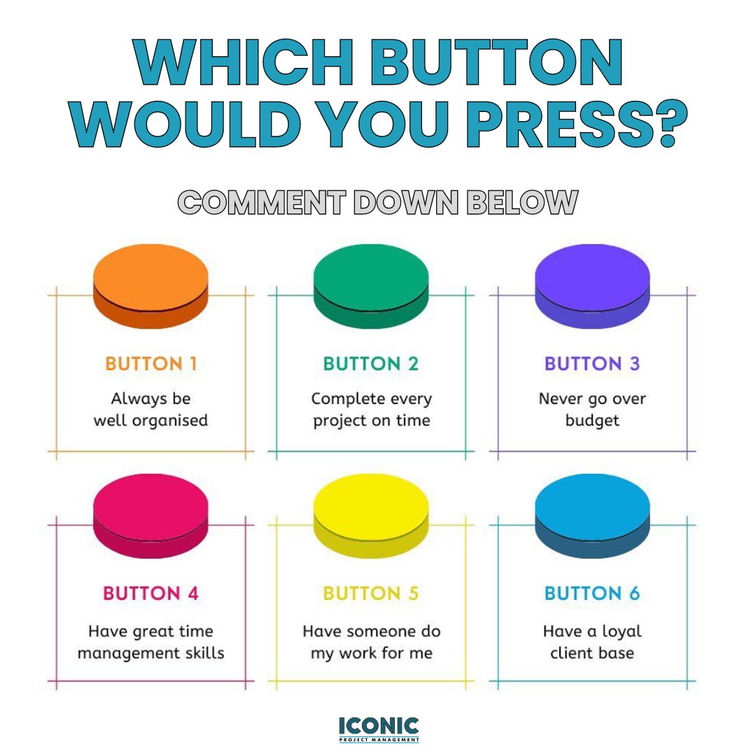 ProjectIconic's tweet image. If you could press any button and your business wishes could come true which would it be?

.
.
#whichbutton #whichbuttonwouldyoupress #projectmanager #projectmanagement