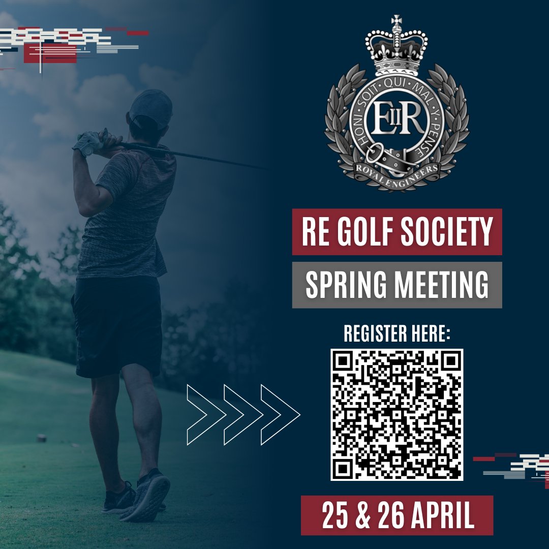 Our RE Golf Society are approaching a new season and are always looking for new members of our #SapperFamily to join! 

Please follow the link, or QR Code, to register for their next meet up: tinyurl.com/343kx4xd

#SapperStrong #RoyalEngineers #Ubique