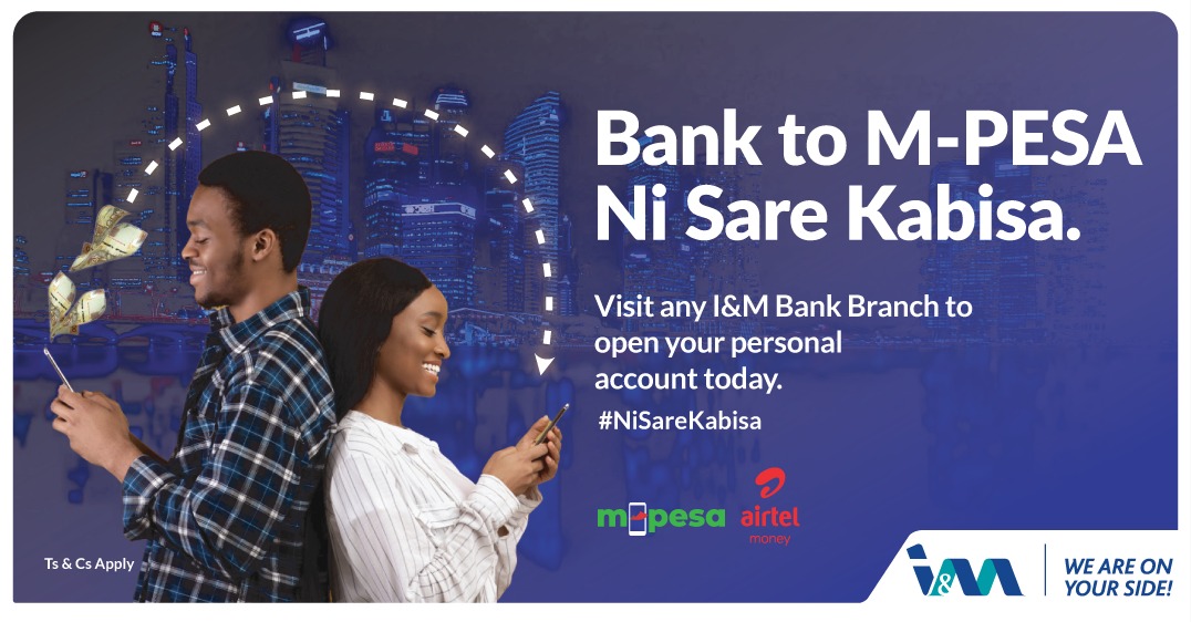 Visit any IM Bank branch and open your Personal Account at any time
#NiSareKabisa
@imbankke