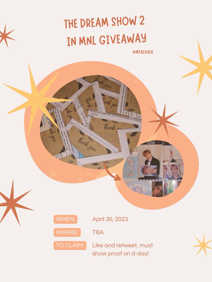 mfaleles's tweet photo. #THEDREAMSHOW2_in_MANILA
mini giveaway by @mfalhaul

hi! i'll be giving away a few official photocards and mds. just like, retweet, and approach me on d-day to claim! 💙

thread will be updated for further details.

#TDS2inMNL https://t.co/aN25E3oUzl