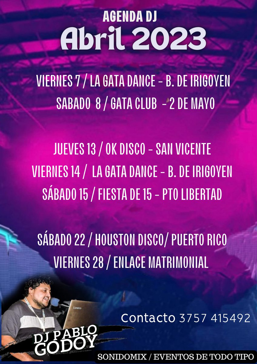 AGENDA #DJ #EVENTOS 
Consulta fechas libres!

#JODA #PROXIMOSSHOWS #SHOW #DEEJAY #MUSICA #EVENTOSSOCIALES #BOLICHES #PUB #DANCE