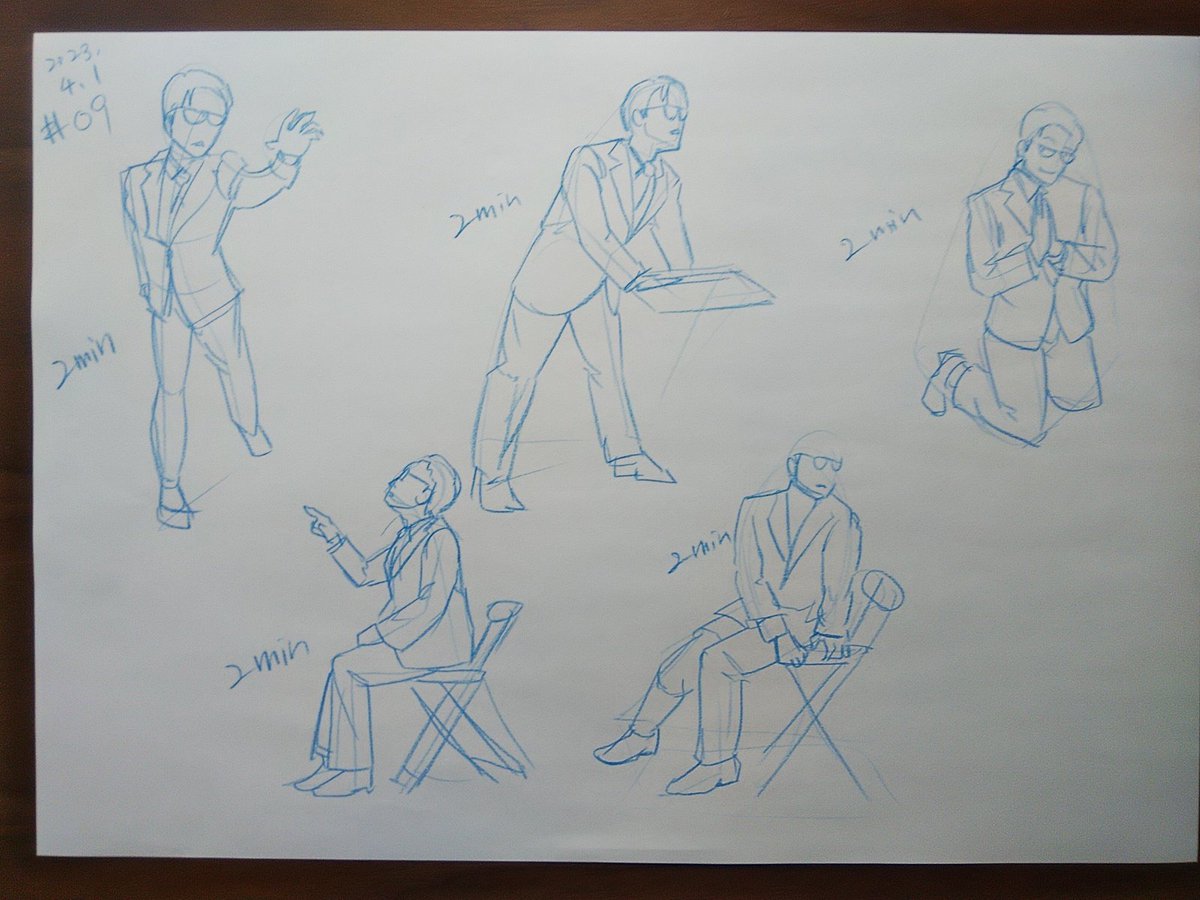 #さとまこクロッキー
#今日のクロッキー

＃09&amp;10
むずかしい広角ポーズもあったけどなんとか描けた。ラインはよくつかめた。 https://t.co/hogG10aWHB