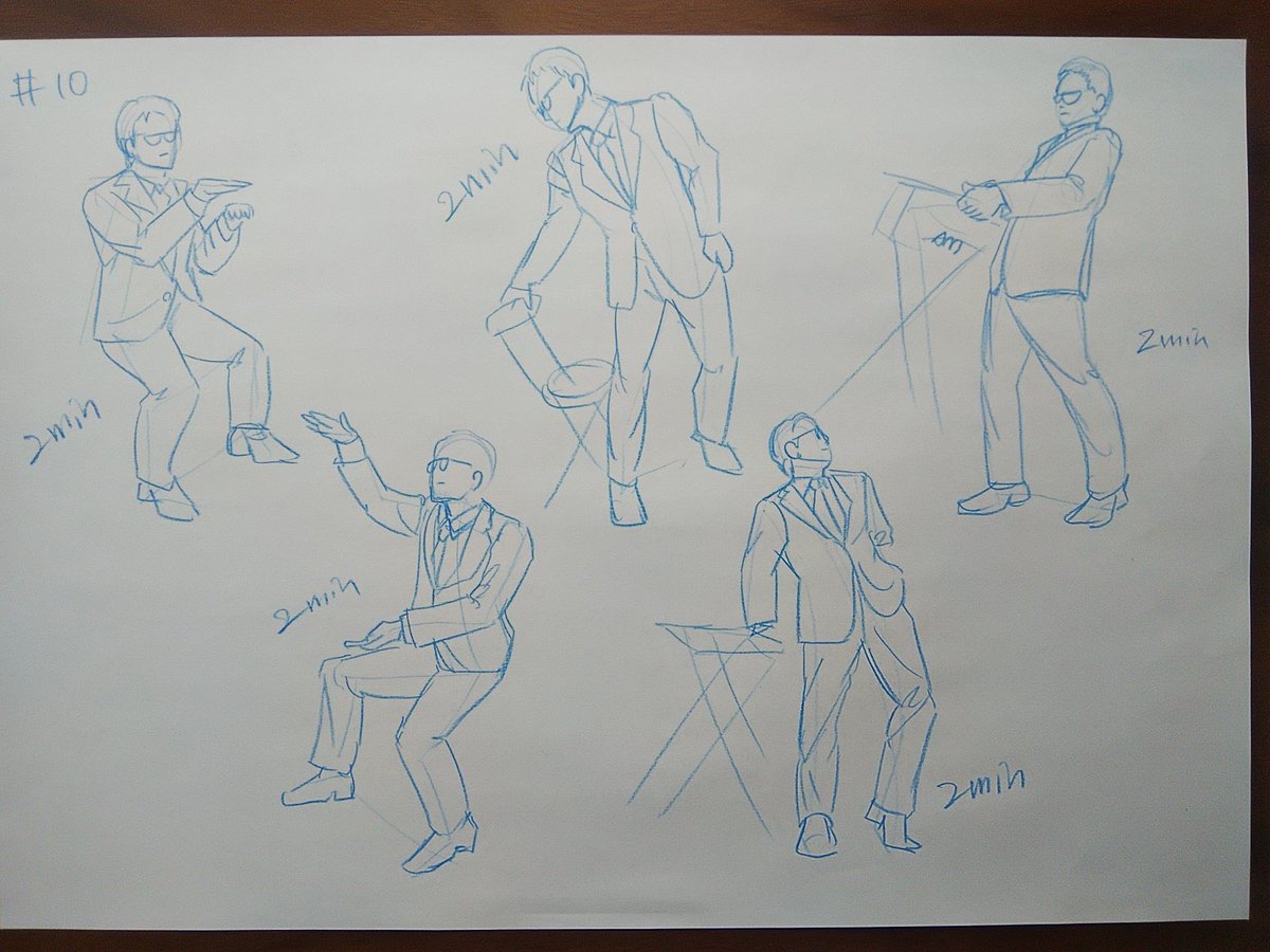 #さとまこクロッキー
#今日のクロッキー

＃09&amp;10
むずかしい広角ポーズもあったけどなんとか描けた。ラインはよくつかめた。 https://t.co/hogG10aWHB