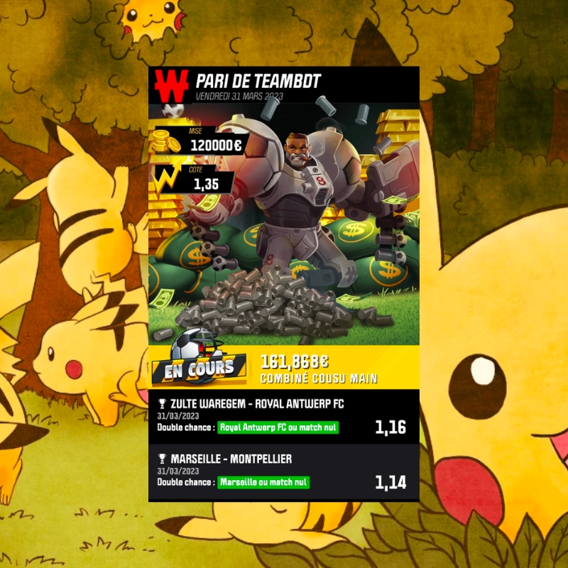 LaTeamBDT's tweet photo. PIKA PIKA ⚡️

Après un mois de Mars décevant, @LaTeamBDT a décidé d'innover et de désormais partager ses bets en format montante sur le thème Pokemon #PikaRush.

Follow et RT pour le palier 3 🎯🚀

#TeamParieur https://t.co/GLcKVUaa5p