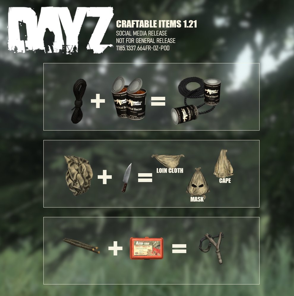 We get insider information now!

1.21 Sneak Peek 👀

#DayZ #leak #update #contentupdate #craftableitems
#whatdayisittoday #loincloth #survivalgame #patch