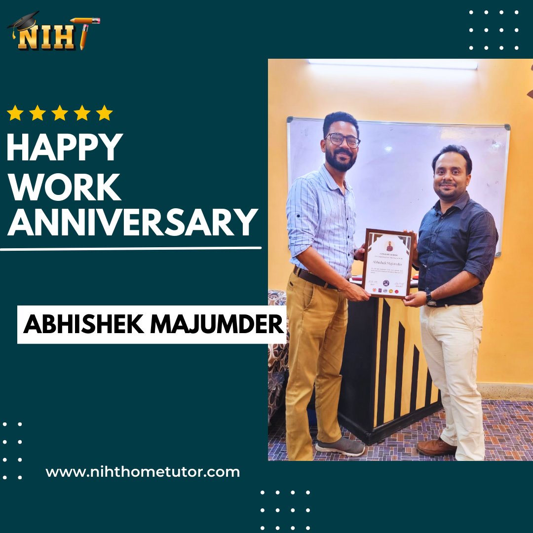 ❤️ Happy Work Anniversary Abhishek Majumder ❤️ 

#niht #hometutor #tutor #cbse #icse #WBCHSE #educationistitute #offlineclasses #education #career #guidance #hometutor #hometutoring #hometutorial #careers